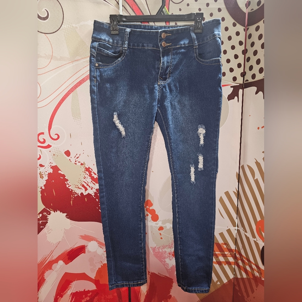 Stylish Blue Distressed Women Jeans